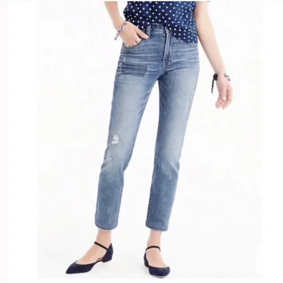J. Crew High Rise Distressed Vintage Cropped Jeans Size 29 - Picture 2 of 12